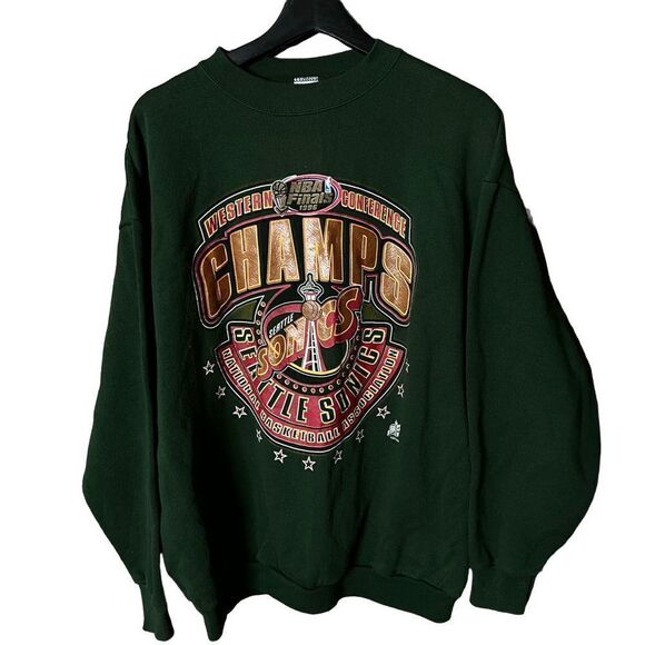 VTG 1996 Seattle SuperSonics Champs Crewneck Sweatshirt USA XL - Picture 1 of 4